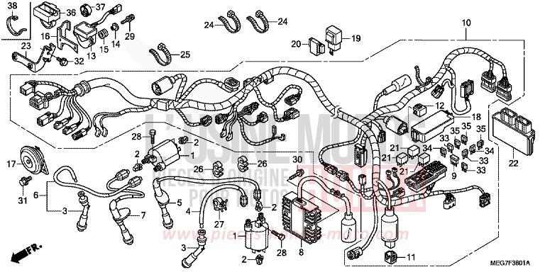 WIRE HARNESS (VT750C2S/CS) for Shadow GRAPHITE BLACK (NHB01) from 2012
