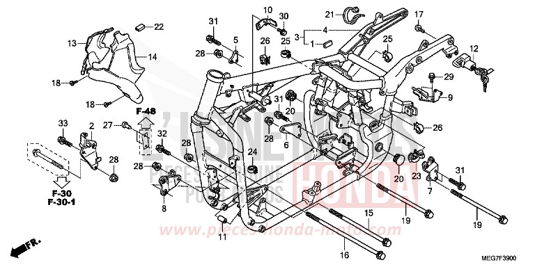 FRAME BODY (VT750C2B/C2S/CS/C/CA) for Shadow GRAPHITE BLACK (NHB01) from 2012