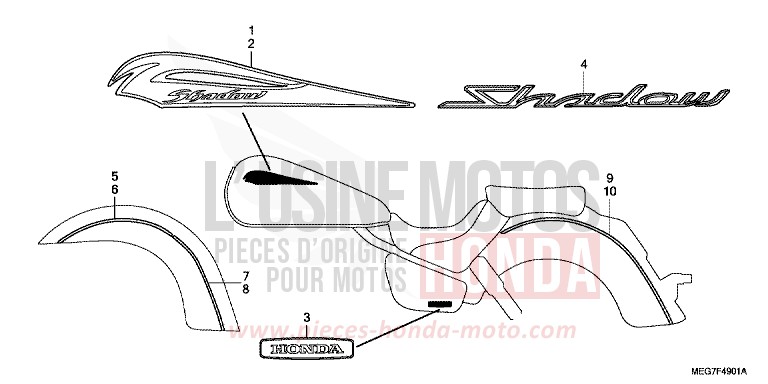 MARK (VT750CS/C/CA) for Shadow GRAPHITE BLACK (NHB01) from 2012