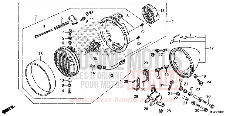 HEADLIGHT (VT750C/CA/CS) for Shadow INDY GRAY METALLIC (NH431) from 2013