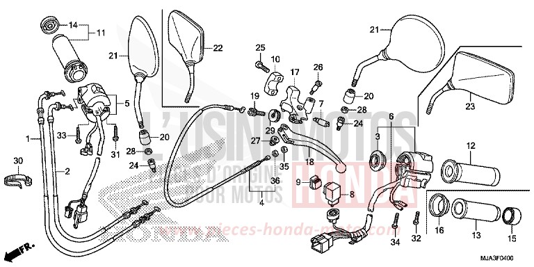 LEVA MANUBRIO/INTERRUTTORE/CAVO per Shadow INDY GRAY METALLIC (NH431) del 2013