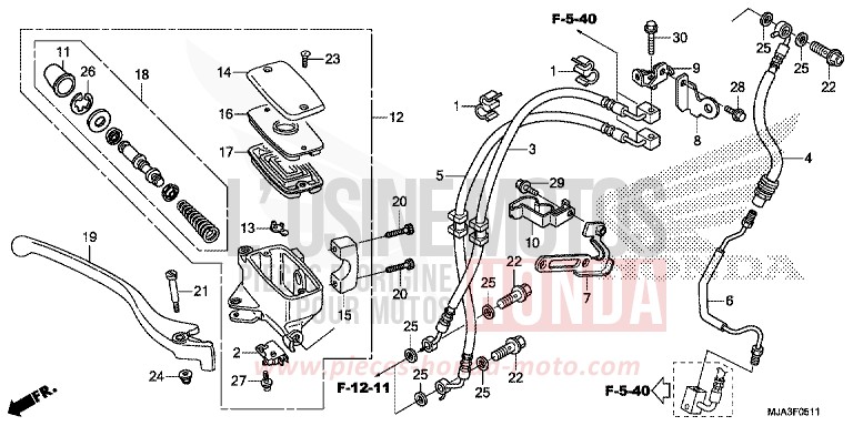 FRONT BRAKE MASTER CYLINDER (VT750CS) for Shadow INDY GRAY METALLIC (NH431) from 2013