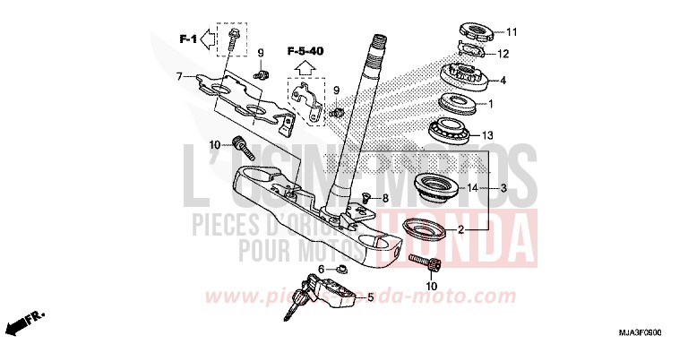 STEERING STEM (VT750C/CA/CS) for Shadow INDY GRAY METALLIC (NH431) from 2013