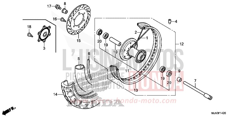FRONT WHEEL (VT750C/C2S/CA/CS) for Shadow INDY GRAY METALLIC (NH431) from 2013