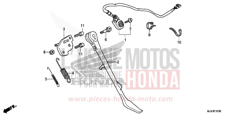 SIDE STAND (VT750C/C2S/CA/CS) for Shadow INDY GRAY METALLIC (NH431) from 2013