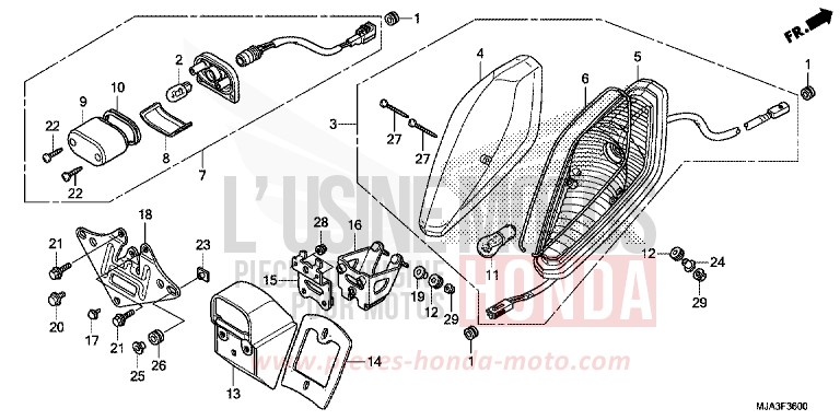 TAILLIGHT (VT750C/CA/CS) for Shadow INDY GRAY METALLIC (NH431) from 2013