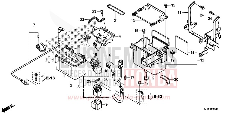 BATTERY (VT750C2S/CS) for Shadow INDY GRAY METALLIC (NH431) from 2013