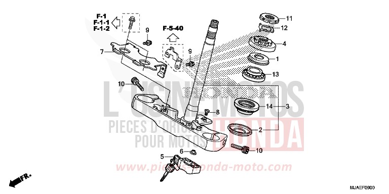 STEERING STEM (VT750CS/C2B/C) for Shadow INDY GRAY METALLIC (NH431) from 2014