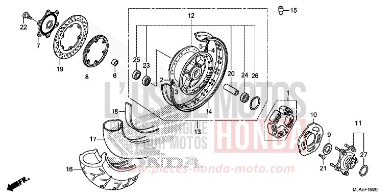 REAR WHEEL (VT750CS/C2S) for Shadow INDY GRAY METALLIC (NH431) from 2014