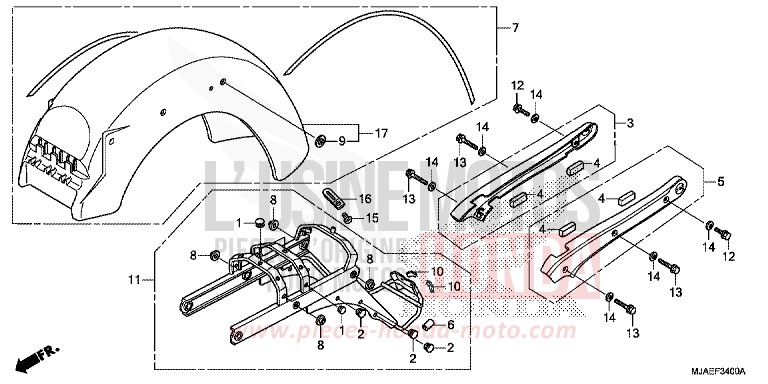 REAR FENDER (VT750CS/C) for Shadow INDY GRAY METALLIC (NH431) from 2014