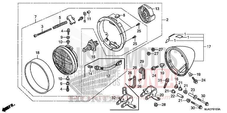 HEADLIGHT (VT750CS/C) for Shadow GRAPHITE BLACK (NHB01) from 2014