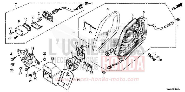 TAILLIGHT (VT750CS/C) for Shadow GRAPHITE BLACK (NHB01) from 2014