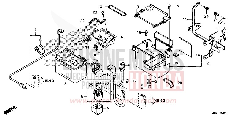 BATTERY (VT750CS/C2S) for Shadow GRAPHITE BLACK (NHB01) from 2014