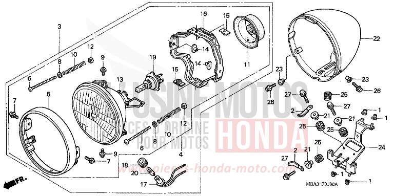 HEADLIGHT for Shadow BLACK (NH1) from 1997
