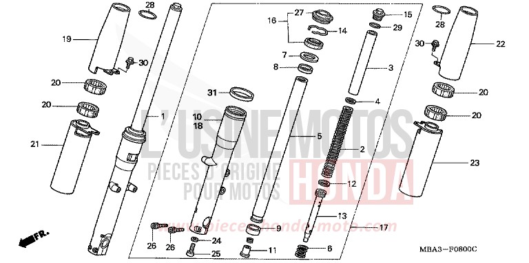 FRONT FORK for Shadow BLACK (NH1) from 1997