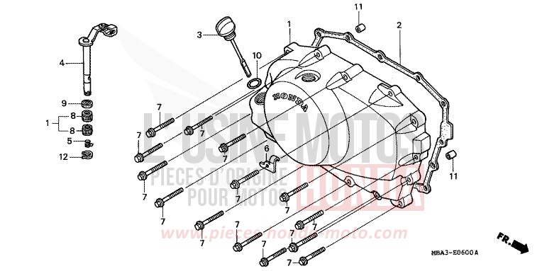RIGHT CRANKCASE COVER for Shadow BLACK (NH1) from 1998