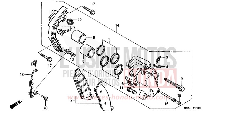 FRONT BRAKE CALIPER for Shadow BLACK (NH1) from 1998