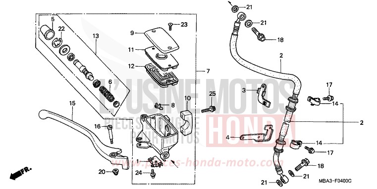 FR. BRAKE MASTER CYLINDER for Shadow BLACK (NH1) from 1999