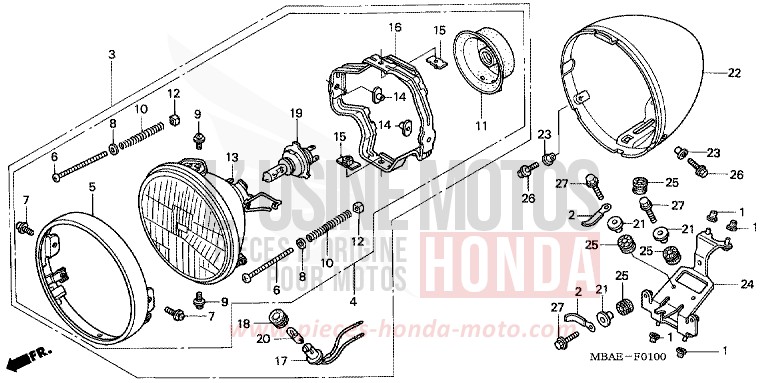HEADLIGHT for Shadow BLACK (NH1) from 2000