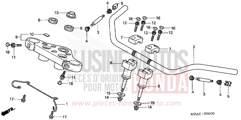 HANDLE PIPE/TOP BRIDGE for Shadow BLACK (NH1) from 2000