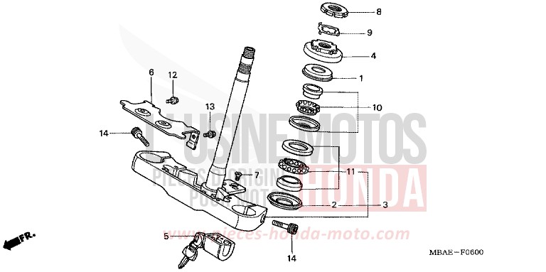 STEERING STEM for Shadow BLACK (NH1) from 2000
