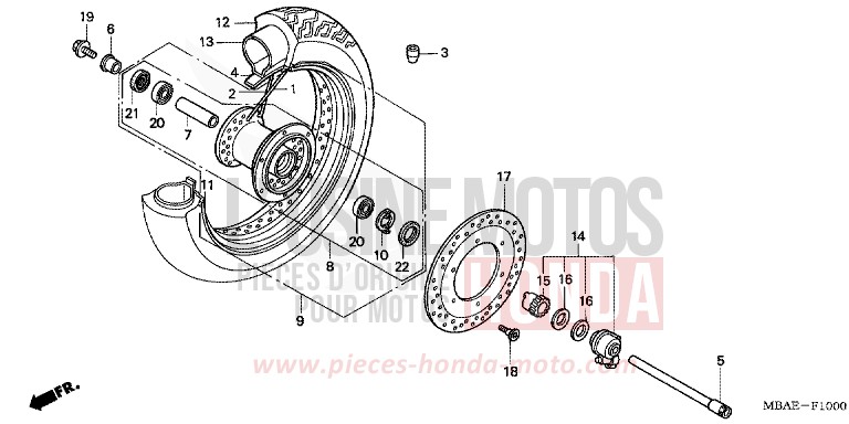 FRONT WHEEL for Shadow BLACK (NH1) from 2000