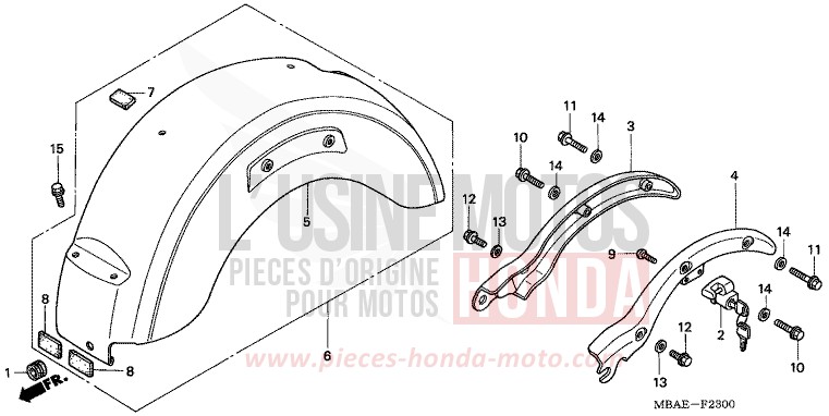 REAR FENDER for Shadow BLACK (NH1) from 2000