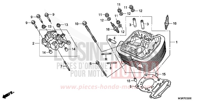 FRONT CYLINDER HEAD for Shadow PEARL HERON BLUE (PB332X) from 2011