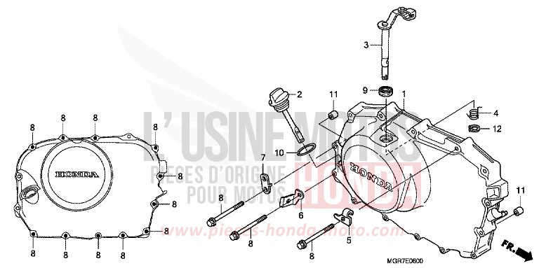 RIGHT CRANKCASE COVER for Shadow PEARL HERON BLUE (PB332X) from 2011