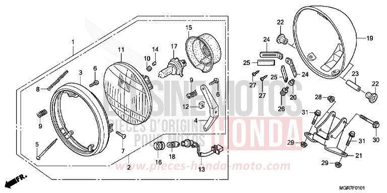 HEADLIGHT (ED,F,U) for Shadow PEARL HERON BLUE (PB332X) from 2011