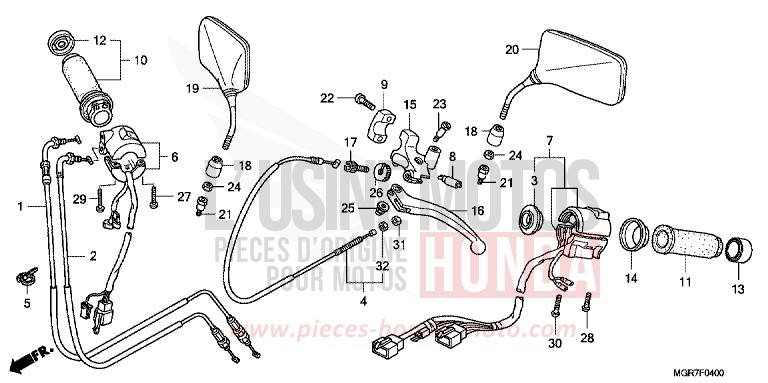 HANDLE LEVER/SWITCH/CABLE/MIRROR for Shadow PEARL HERON BLUE (PB332X) from 2011