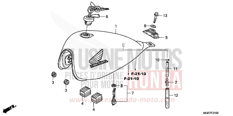 FUEL TANK for Shadow PEARL HERON BLUE (PB332X) from 2011
