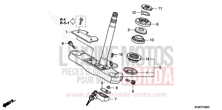 STEERING STEM for Shadow GRAPHITE BLACK (NHB01) from 2011