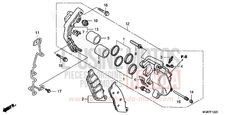 FRONT BRAKE CALIPER for Shadow GRAPHITE BLACK (NHB01) from 2011