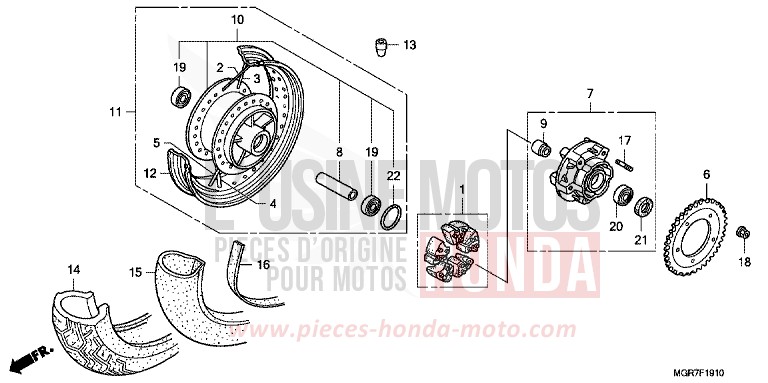 REAR WHEEL for Shadow GRAPHITE BLACK (NHB01) from 2011