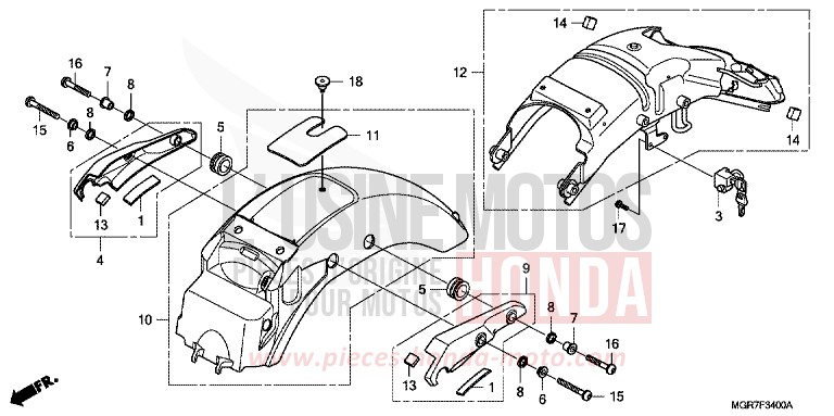 REAR FENDER for Shadow GRAPHITE BLACK (NHB01) from 2011