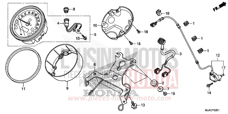 METER (VT750S) for Shadow GRAPHITE BLACK (NHB01) from 2014