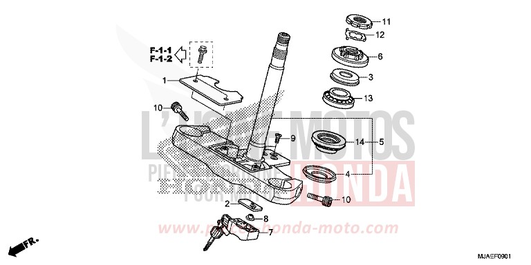 STEERING STEM (VT750C2S/S) for Shadow GRAPHITE BLACK (NHB01) from 2014