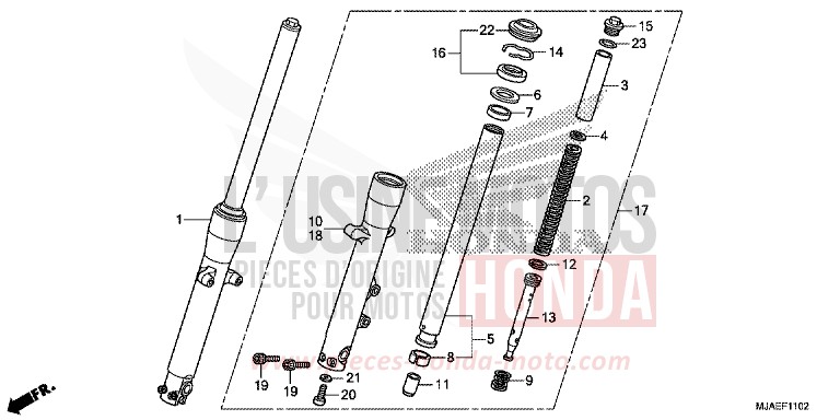 FRONT FORK (VT750S) for Shadow GRAPHITE BLACK (NHB01) from 2014