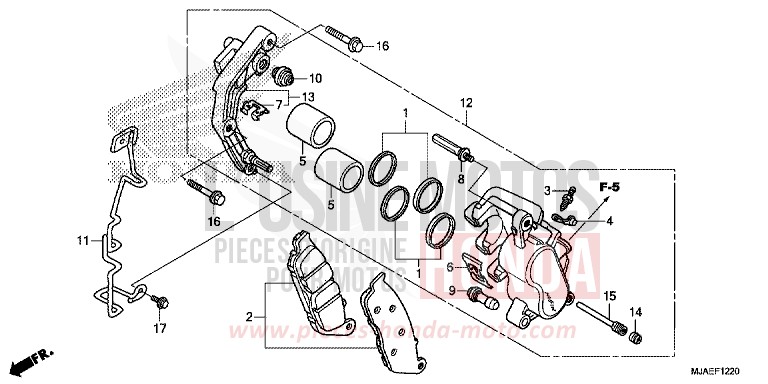 FRONT BRAKE CALIPER (VT750S) for Shadow GRAPHITE BLACK (NHB01) from 2014