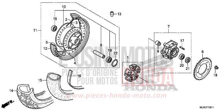 REAR WHEEL (VT750S) for Shadow GRAPHITE BLACK (NHB01) from 2014