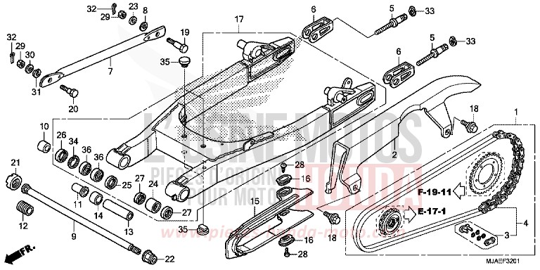SWINGARM (VT750S) for Shadow GRAPHITE BLACK (NHB01) from 2014