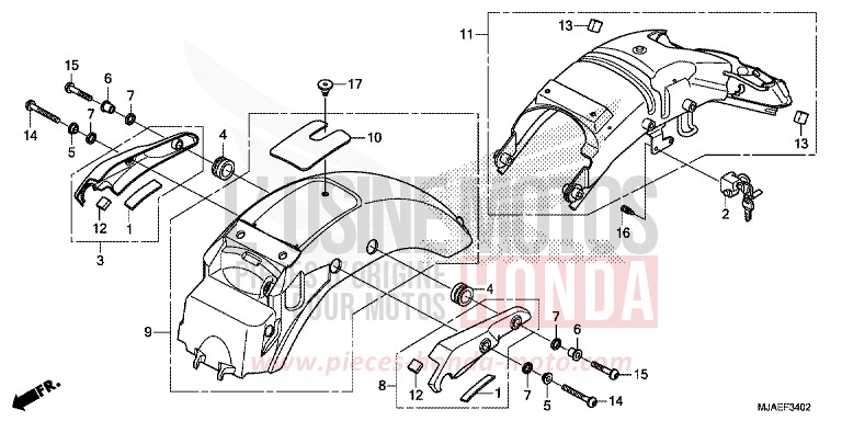 REAR FENDER (VT750S) for Shadow GRAPHITE BLACK (NHB01) from 2014