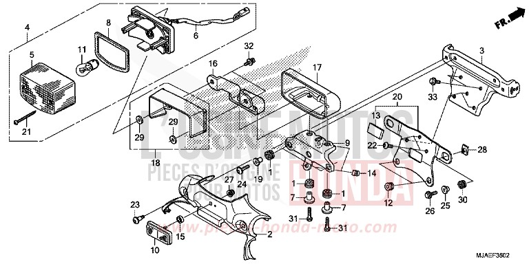TAILLIGHT (VT750S) for Shadow GRAPHITE BLACK (NHB01) from 2014