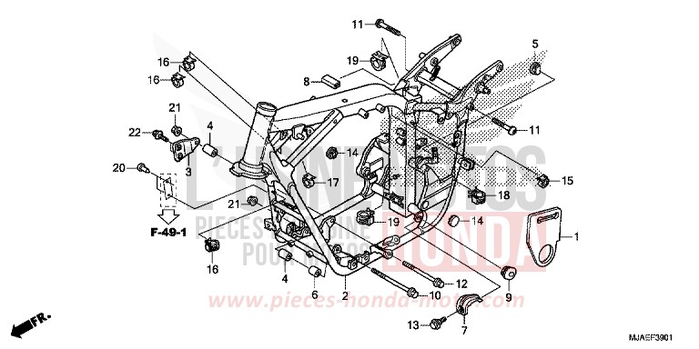 FRAME BODY (VT750S) for Shadow GRAPHITE BLACK (NHB01) from 2014
