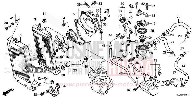 RADIATOR (VT750S) for Shadow GRAPHITE BLACK (NHB01) from 2014