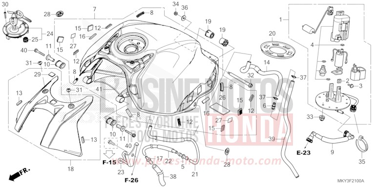 FUEL TANK for CB650R MAT GUNPOWDER BLACK METALLIC (NH436) from 2021