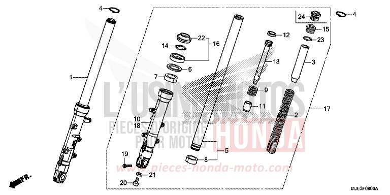 FRONT FORK for CBR650F PEARL METALLOID WHITE (NHA96K) from 2014