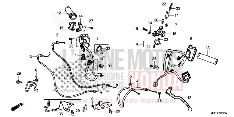 HANDLE LEVER/SWITCH/CABLE for CBR650F PEARL METALLOID WHITE (NHA96) from 2014