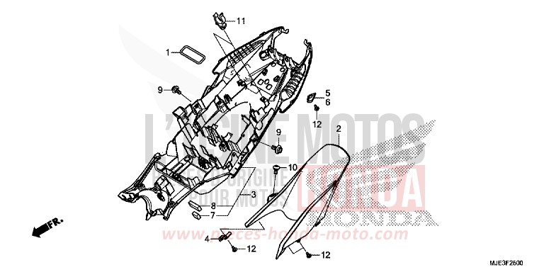 REAR FENDER for CBR650F PEARL METALLOID WHITE (NHA96) from 2014